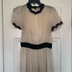 Twelve by twelve LA Nude and Black Lace Boutique Designer Blouse